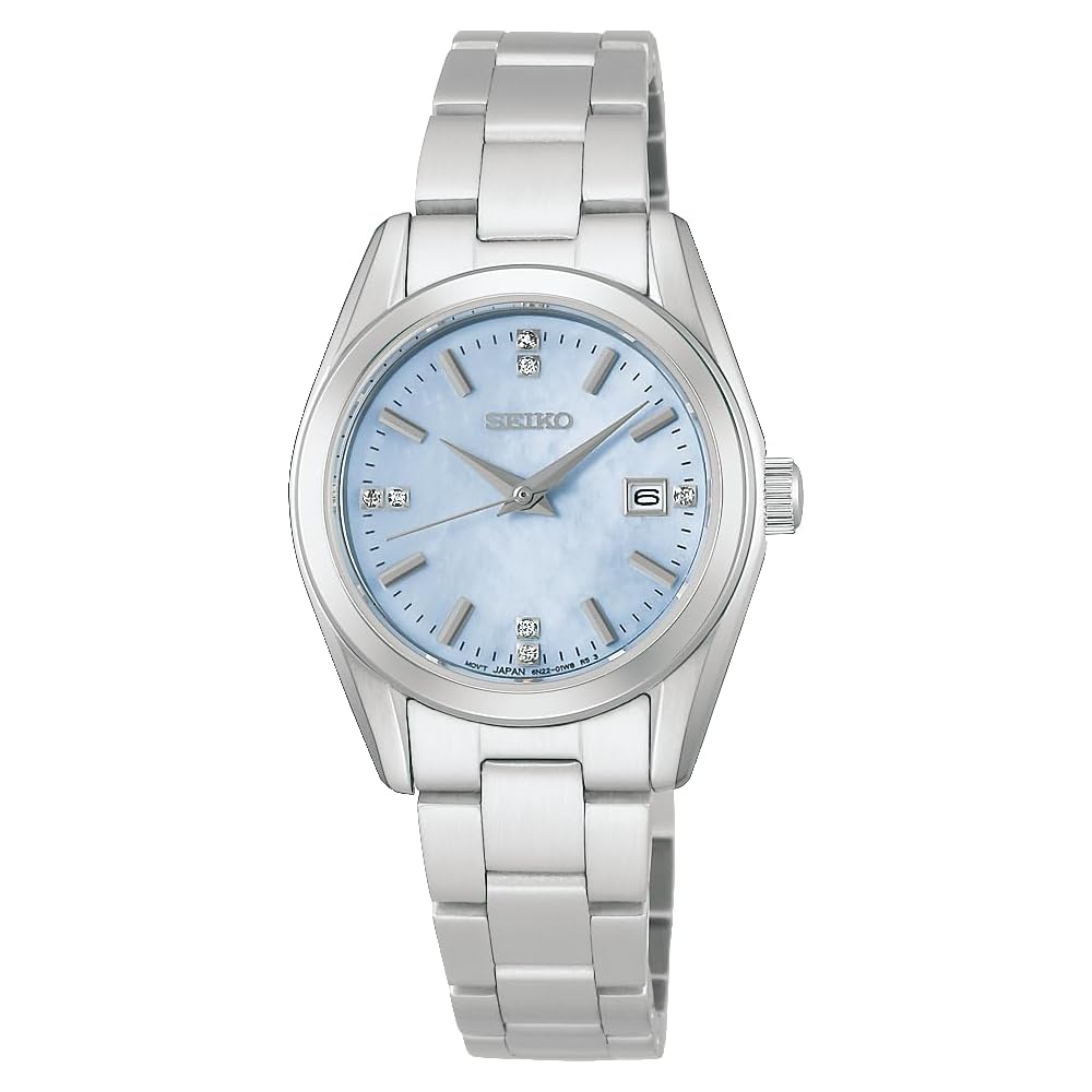 Seiko Selection HFH003P Women s Analog Quartz Watch Battery Operated Date Calendar Blue Mother of Pearl Dial Silver Stainless Steel