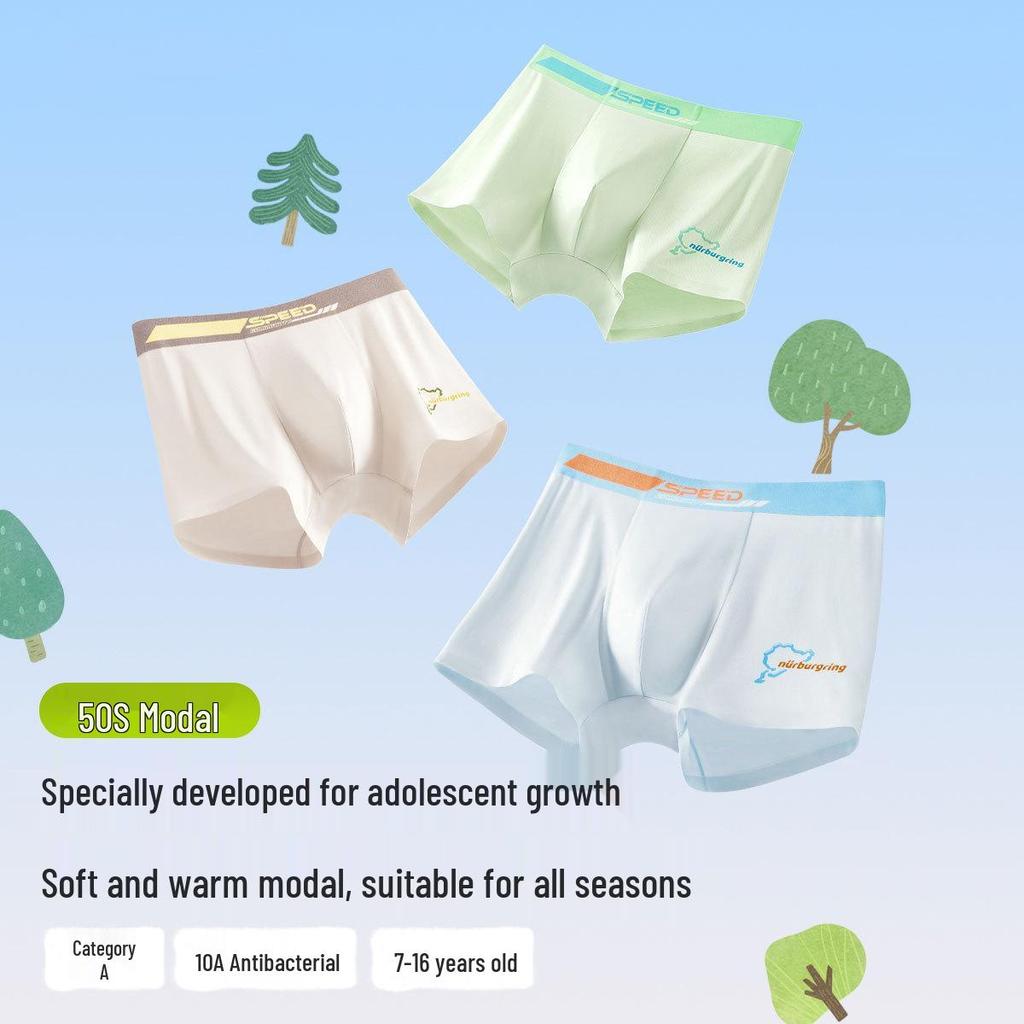 Modal Teen Underwear: A-Class Antibacterial, Skin-Friendly, Breathable Boxer Briefs for Puberty.