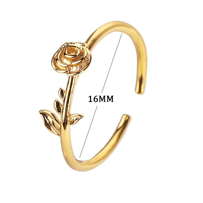 Fashion Simple Opening Gold Color Rose Ring Creative Retro Ladies Birthday Party Banquet Jewelry Accessories Gift For Girlfriend
