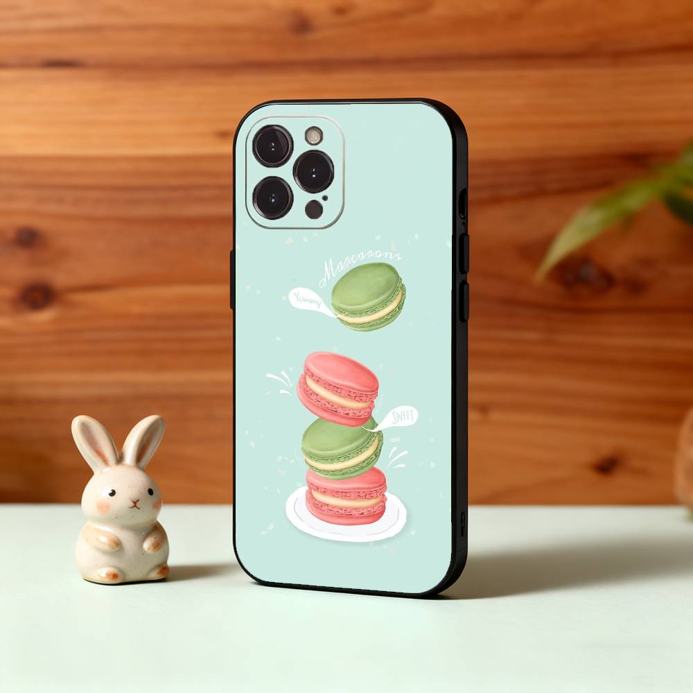 

Вкусный Макарон Красочный Чехол для Телефона Для iPhone17,16,15,14,13,12Plus,Pro Max,XS,5G Мягкий Силикон Черный Чехол iPhone13