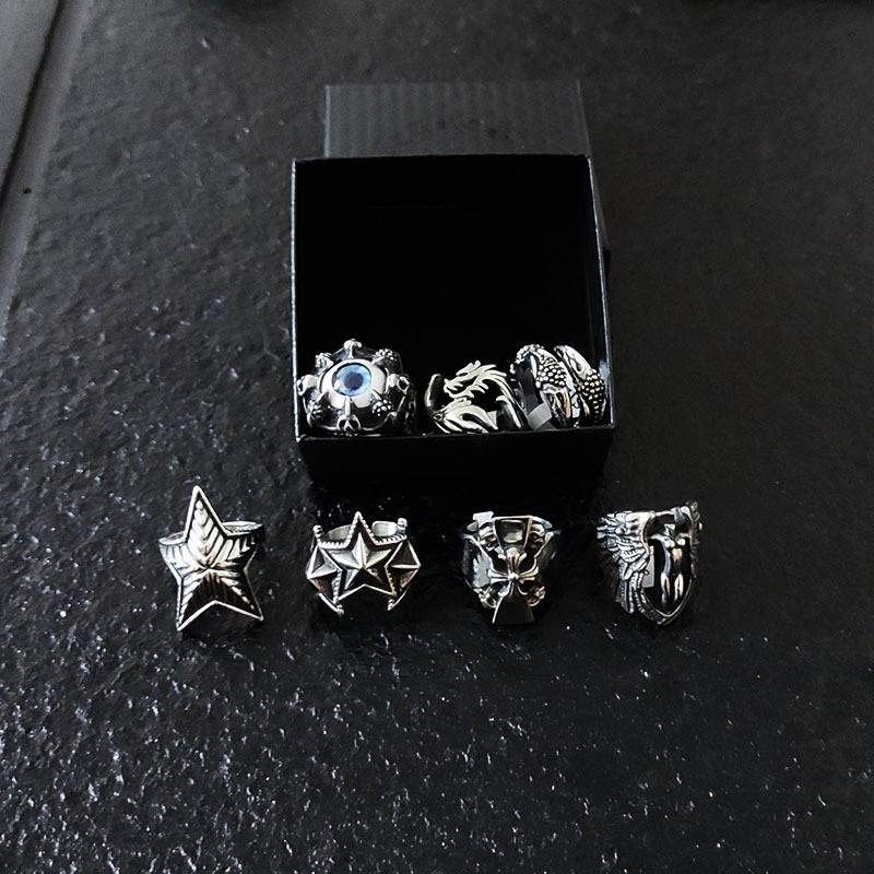 High Street Metal Ring Punk Style Star Angel Snake Eye Design Finger Jewelry
