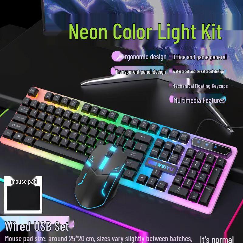 Luminous Wired Keyboard & Mouse Set for Gaming - Mechanical Feel