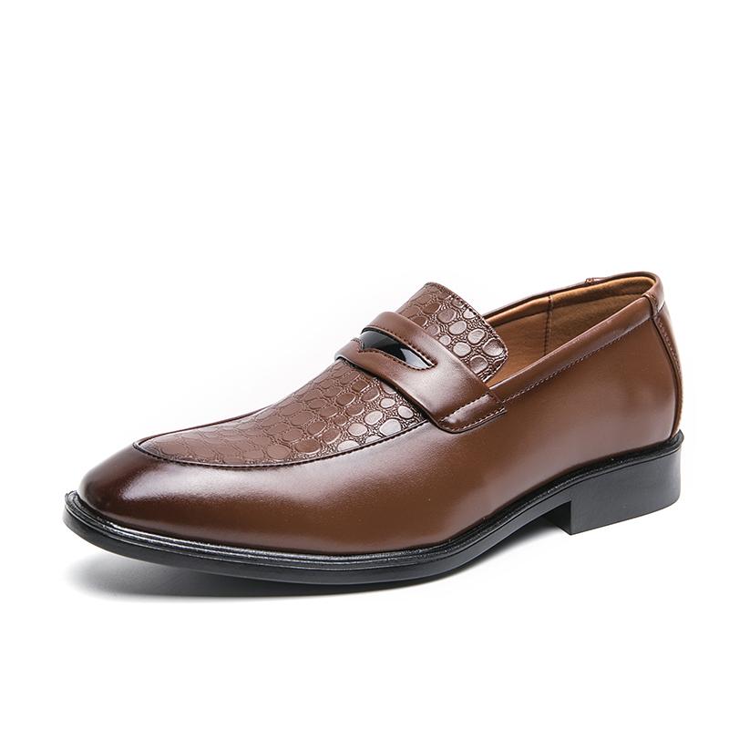 Fashion Solid Color Casual Loafers Mens Woven Pattern Patent Leather Dress Casual Shoes Wedding Dress Business Wedding Party Formal Shoe