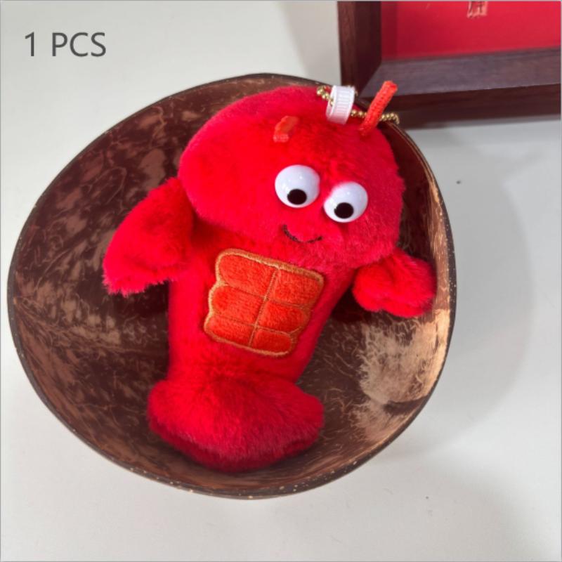 1/2 Pcs Cute Funny Muscle Lobster Simulation Food Plush Toy Stuffed Doll Keychain Backpack Pendant Bag Hang Ornament Couple Gift