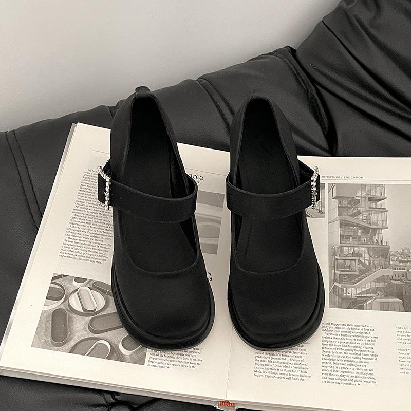 

Простые ретро туфли Мэри Джейн на толстом каблуке женские летние французская мода однотонные одинарные туфли повседневные с ремешком на подъеме туфли на высоком каблуке 35