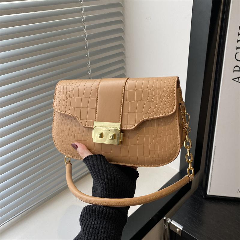 Niche Texture Crocodile Pattern Small Square Bag Women's New Fashionable High-value Shoulder Bag Versatile Messenger Underarm Bag Chain