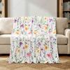 Spring Flannel Blanket Watercolor Wildflowers Baby Newborn Fleece Blanket, Soft Lightweight Plush Cozy Blankets