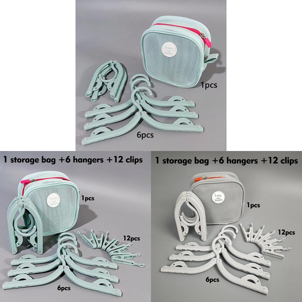 Portable Travel Collapsible Plastic Clothes Hanger With Storage Bag For Suitcase And Dorm Use