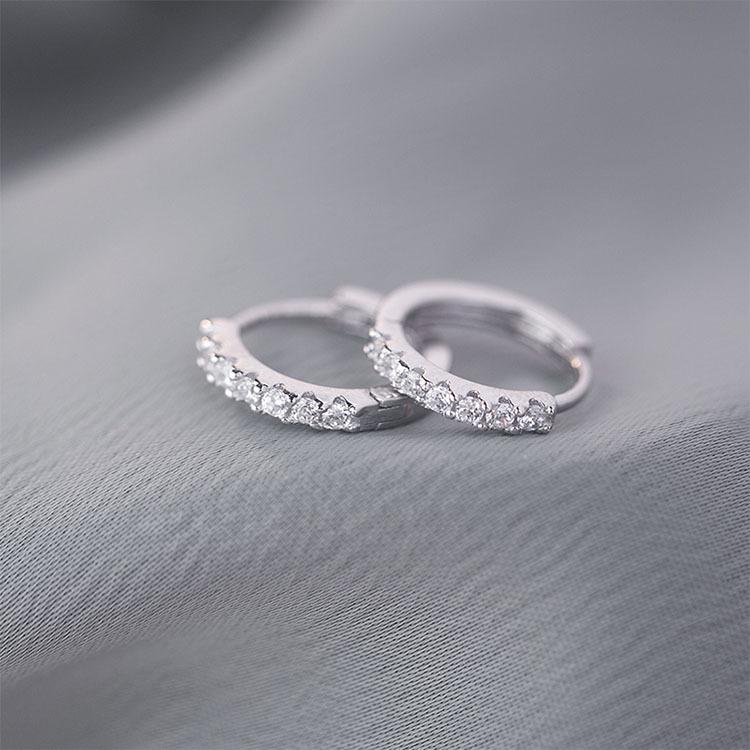 "Elegant Gold Diamond Hoop Earrings with S925 Silver"
