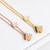 Huibao 3D Butterfly Pendant Necklace for Women Stainless Steel Gold Plated Frosted Wing Dainty Chain Fashion Jewelry