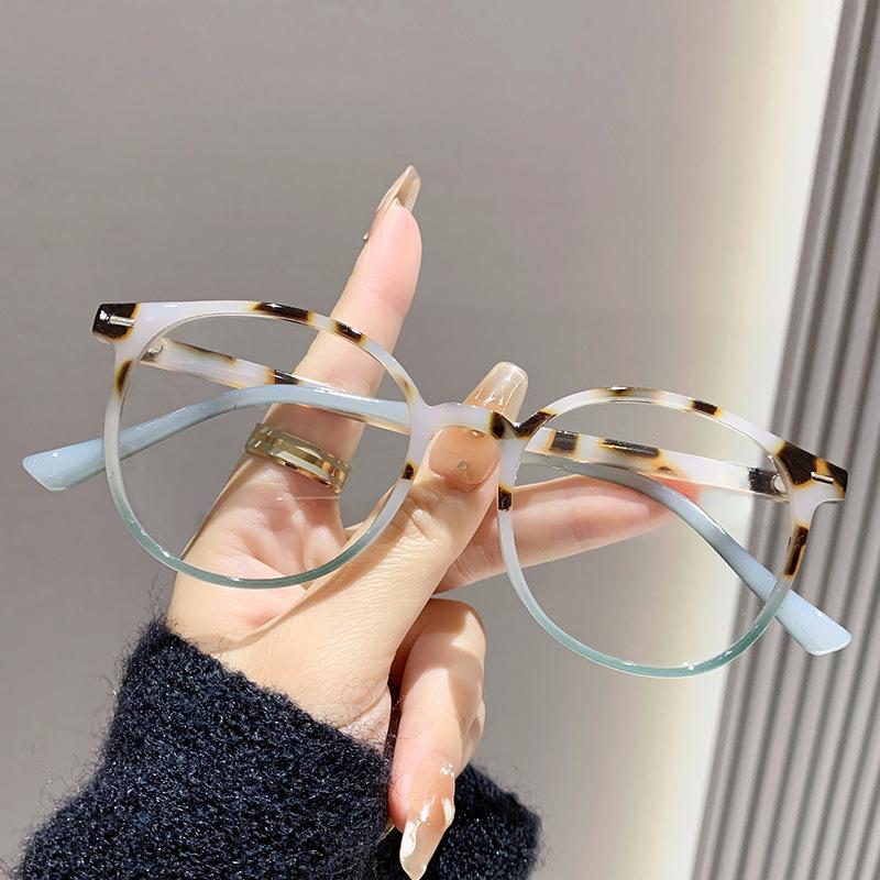 

Trendy Anti Blue Light Clear Lens Round Frame Far Sight Eyeglasses Men Women Color High-definition Reading Glasses + 400 degrees