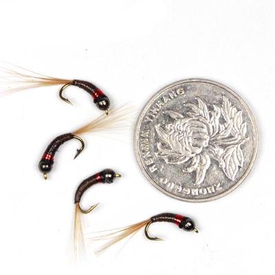 Bimoo 4 pezzi #14 perlina di tungsteno testa pavone penna jig ninfa mosca