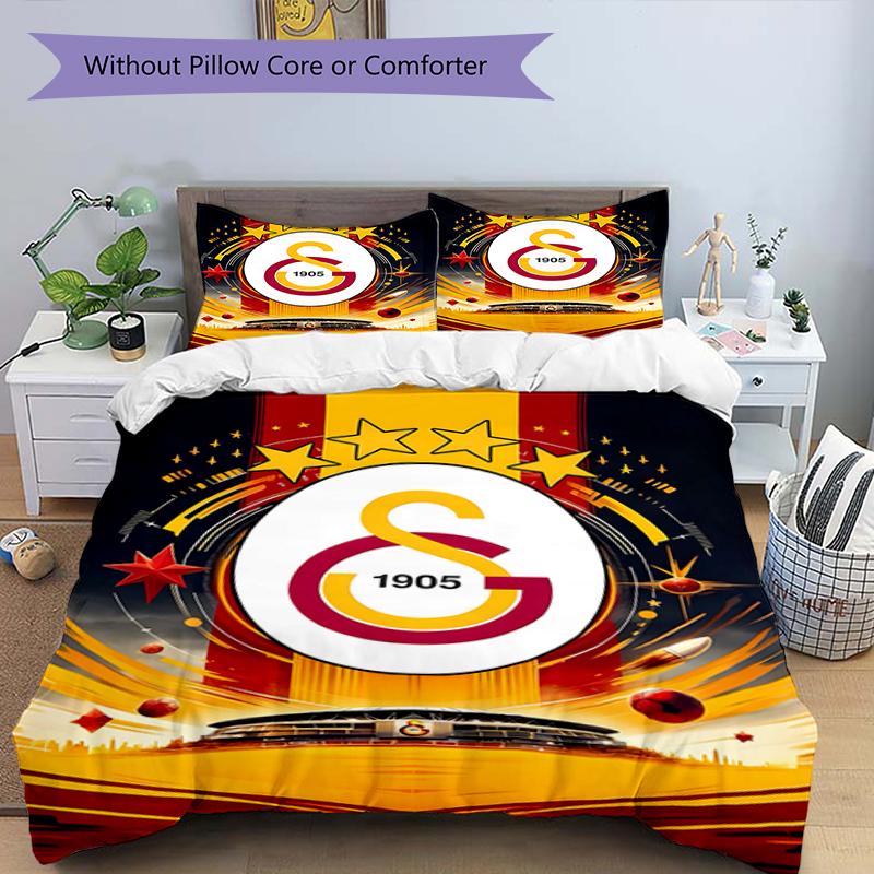3pcs Football Team (28) Design Cover Set - HD Printed Bedding with 1 Cover and 2 Pillowcases - Perfect for Home and Dorm Decor