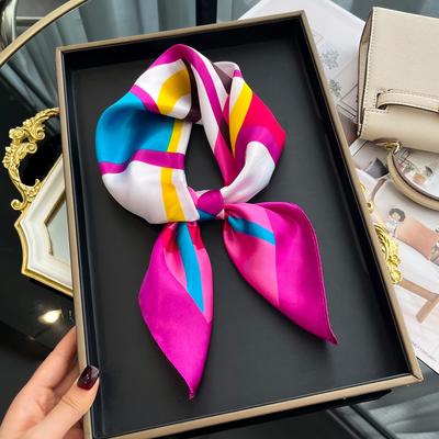 Luxury Square Silk Scarf For Women Hijab Hair Bands Neckerchief Female Satin Shawl Ribbon Headband Neck Fashion Bandana