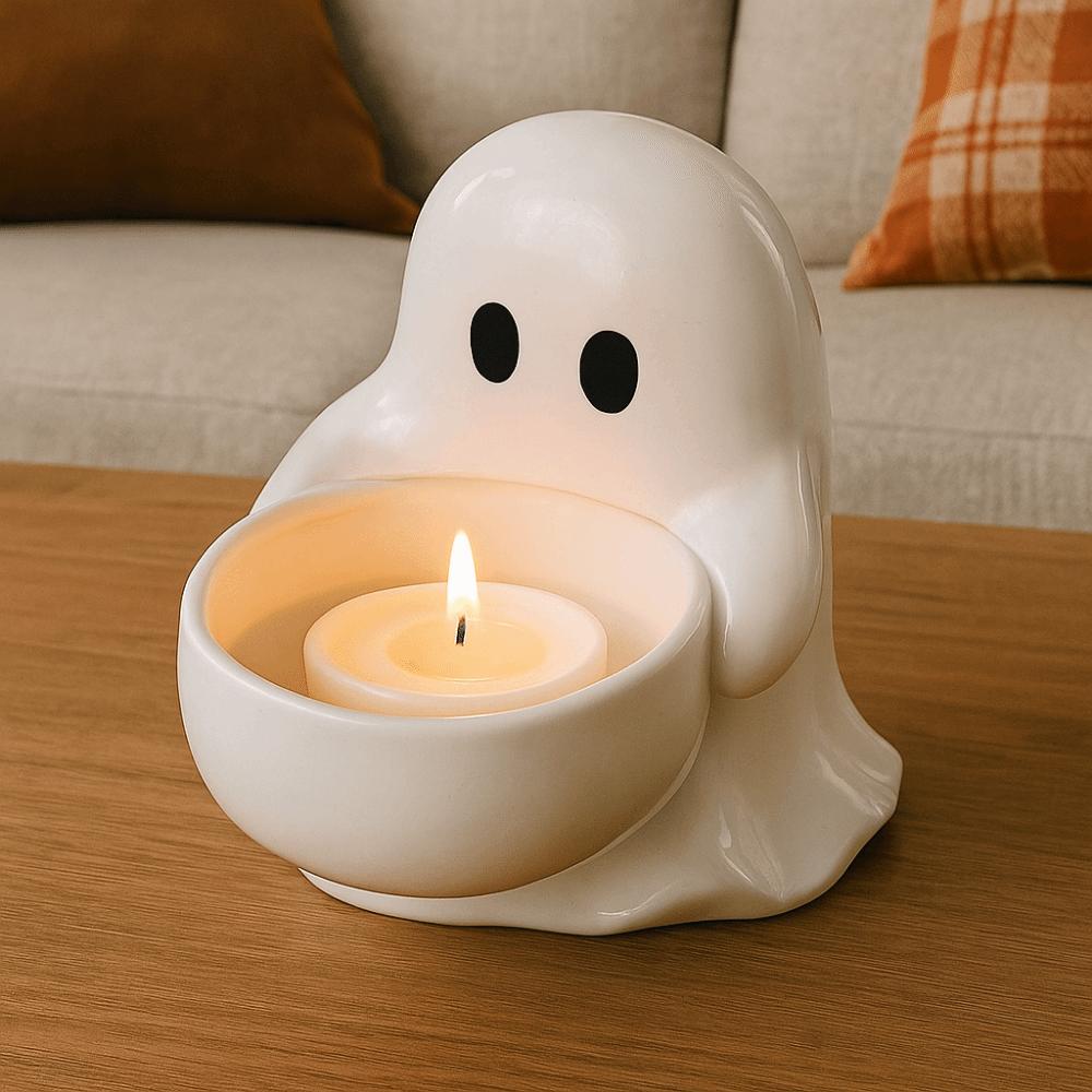 Gothic Halloween Ghost Candle Holder Resin Ghost Figurine Candle Holder  Fireplace