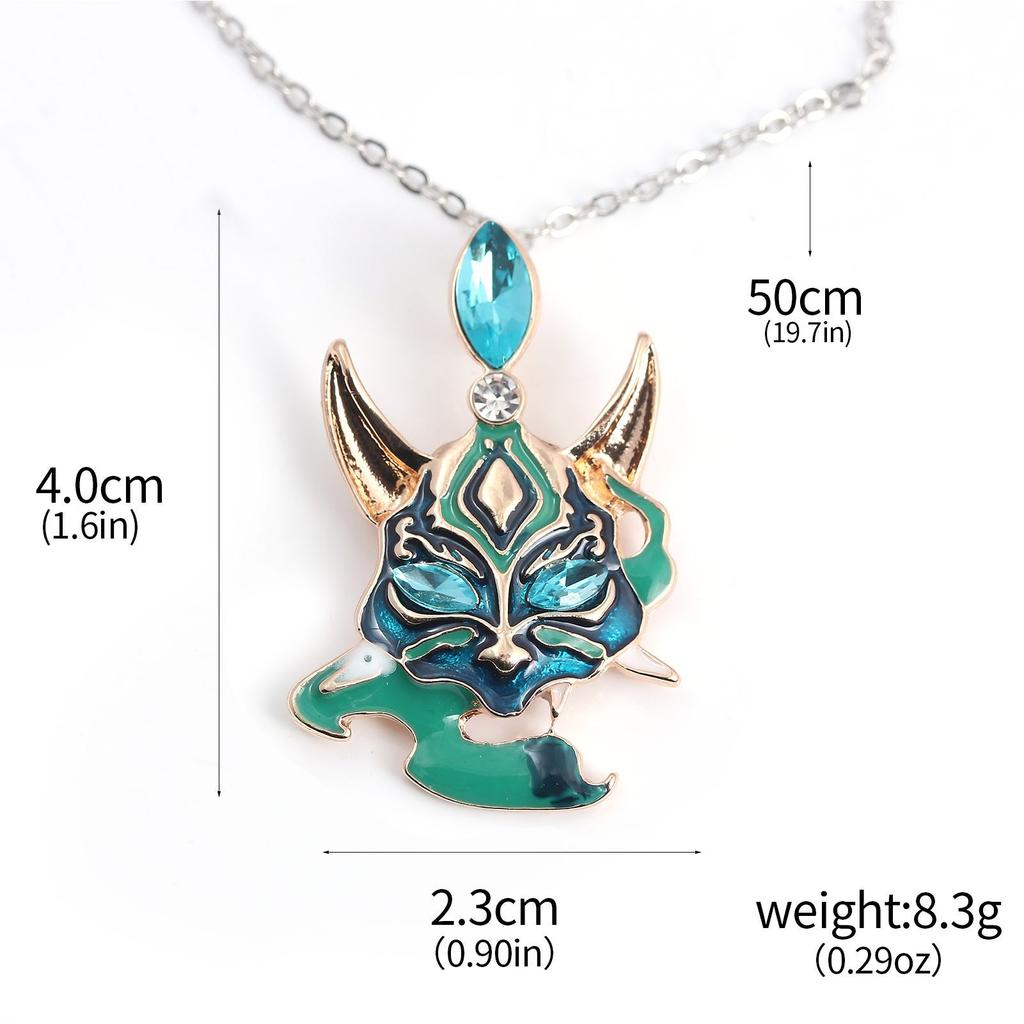 Anime Games Genshin Impact Xiao Cosplay Necklace Key Chain Unisex Punk Mask Pendant Choker Jewelry Accessories