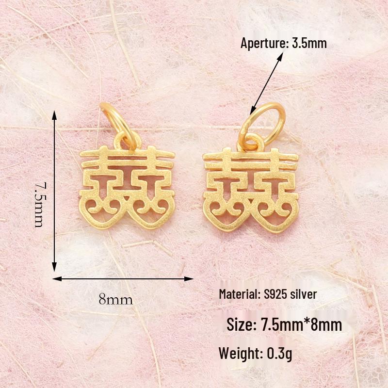 S925 Silver Gold-Plated Butterfly Abacus Pendant with Fu Character for DIY Bracelet & Necklace