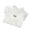 Girls' White Lace Trim T-shirt with Turn-down Collar - Autumn Style
