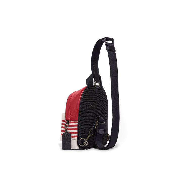 New COACH Disney X Keith Haring Collaboration West Pebbled Leather Backpack Chest Bag Shoulder Bag Mini Unisex White & Red C6910-QBTJG