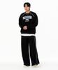 MOZMOZ [Set] Blurring Stitch Raglan Oversized Sweatshirt + Stitch Wide Training Pants Black