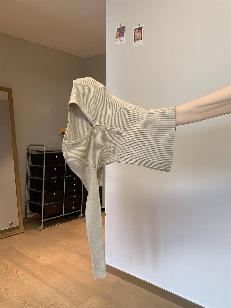 Chic Bottoming Shirt Women's Collar Spring Slim-fitting and Thin Inner Sweater High-end Button-up Knitted Sweater Top