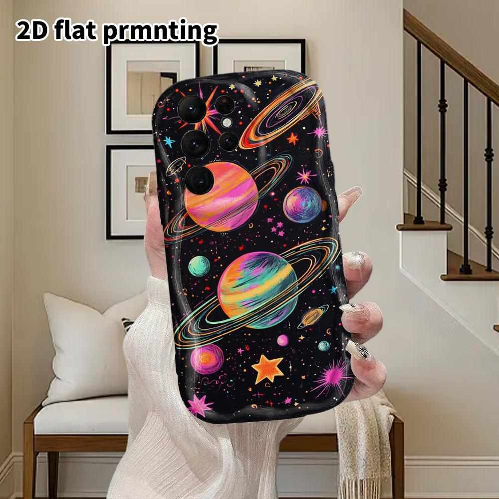 Phone Case: 2D Flat Samsung Galaxy A34 A35 M05 M06 S20 S22 S21 FE Plus 5G Protective Case, Couple Style, Colorful Planet, Christmas and Halloween Gift