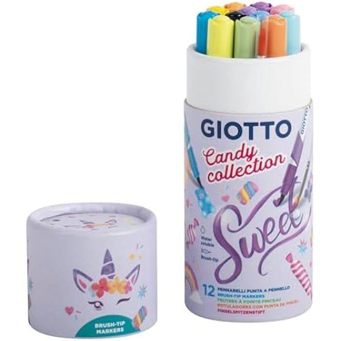 Feutres - giotto - candy collection - 12 feutres turbo soft brush - multicolore - inclus pinceau