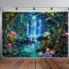 2D Mystical Jungle Waterfall Tapestry Enchanted Nature Wall Hanging