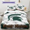 Name Custom Michigan State Spartans Pattern Bedding Set Quilt Cover Pillowcase Home Decor Gift (1 * Duvet Cover + 2 * Pillowcase, Without Core)