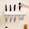 Wall-Mounted Knife Holder with Hooks No-Drill Kitchen Organizer for Knives Utensils Space-Saving Ventilated Rust-Proof Multi-Functional Storage Rack