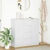 White Sideboard with Drawers 100.5 X 35 X 98.5 Cm Engineered Wood