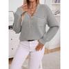 Women's Fall/Winter Knitwear Loose Pullover V-Neck Button Solid Color Sweater