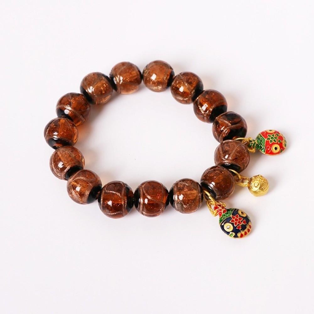 Glass Material Incense Gray Bracelet Colorful Design Family of Three Colored Glaze Bracelet Ethnic Style Multi-Treasure Bracelet