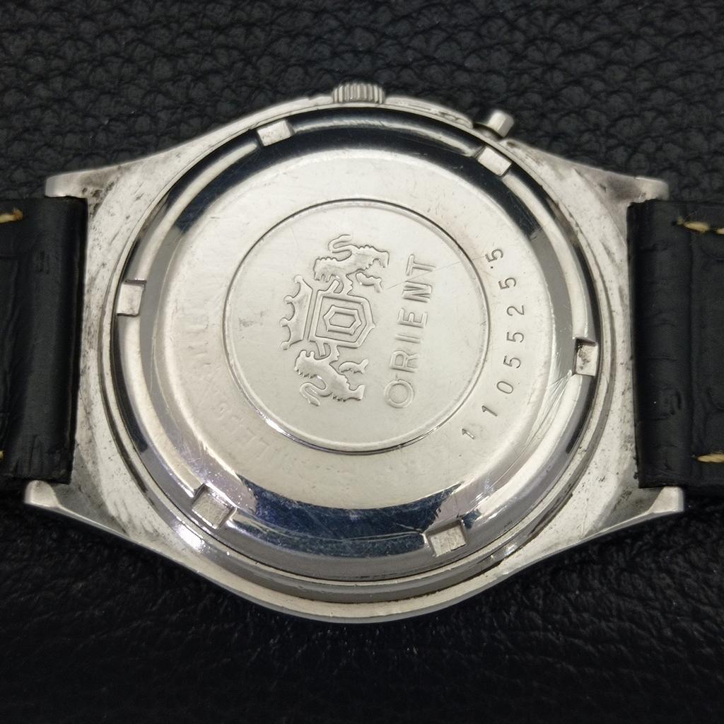 USED ORIENT JAPAN MENS AUTOMATIC DAY&DATE BLACK COLOR DIAL WATCH A432326-2 R111-a432326