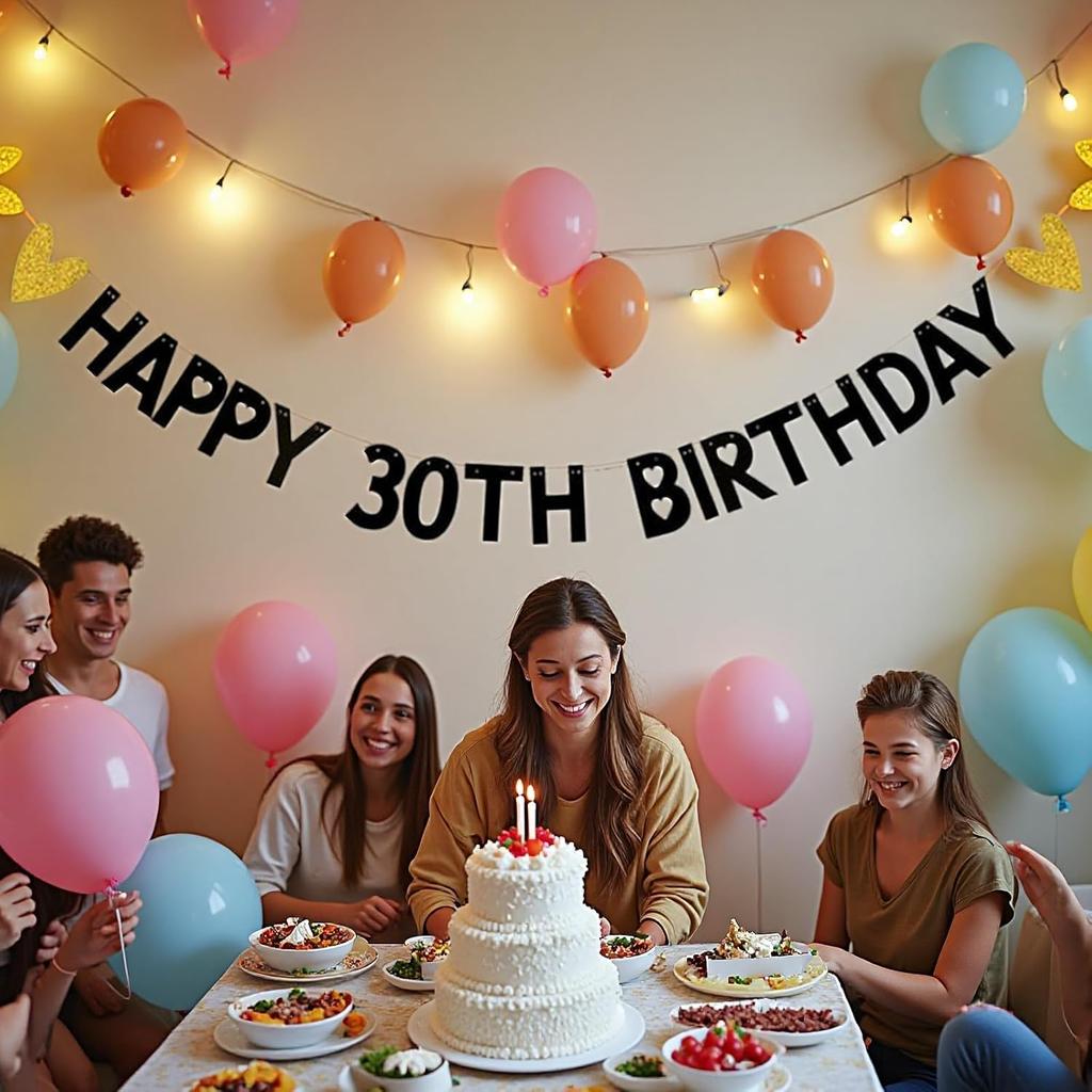 Happy 30th Birthday Banner for 30th Birthday Party Decoratiopns Supplies