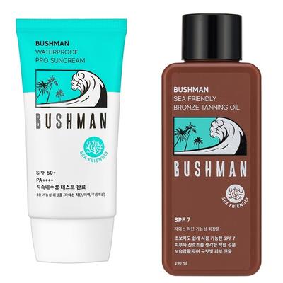 Crema Solar Impermeable Pro SPF50 PA++++ 50g + Aceite Bronceador Bushman Sea Friendly SPF7 190ml, 1 set