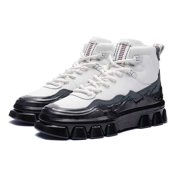 Tênis Cano Alto Casual Clássico Li Ning CF Tênis Unissex Branco Nuvem AGCR488-1