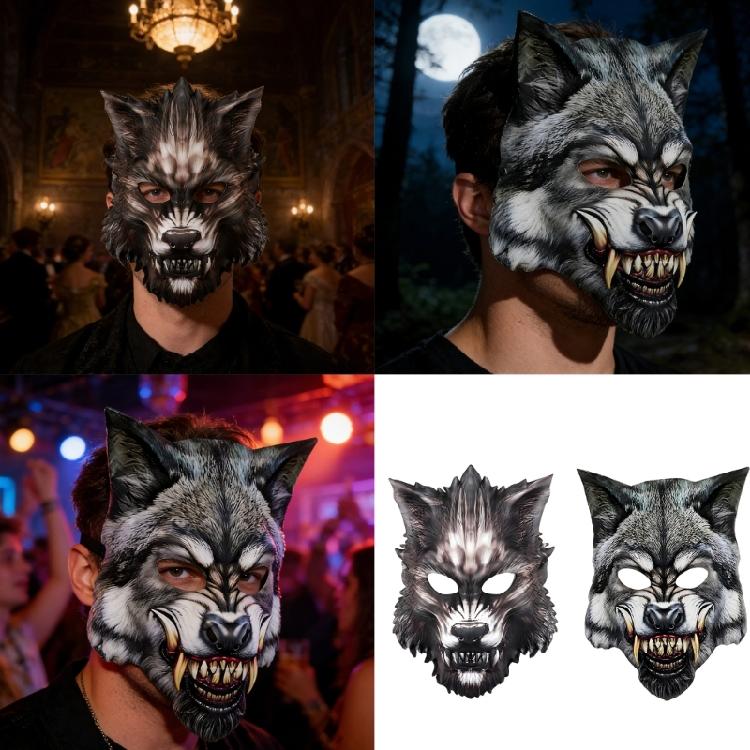 Maschera Animale alla Moda in Poliestere a Mezzo Volto per Cosplay, Halloween e Attività di Role Playing Forniture per Feste Cosplay
