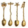 Portable Spoons for Food Photography Vintage Carved Coffee Spoon, Flower/Dragonfly/Bird/Starfish Topper, Zinc Alloy Decorative Tableware Breakfast