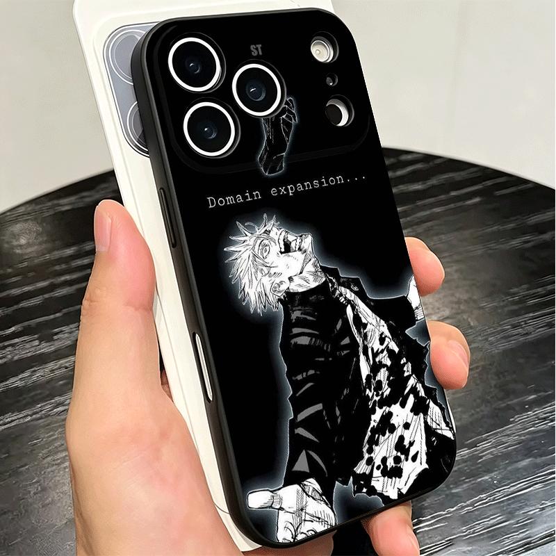 JUJUSU Anime Character Art Soft Phone Case for iPhone 16 16E 17 Air 15 Pro Max 14 Plus 13 Mini 11 12 7 Black Cover Back Shell