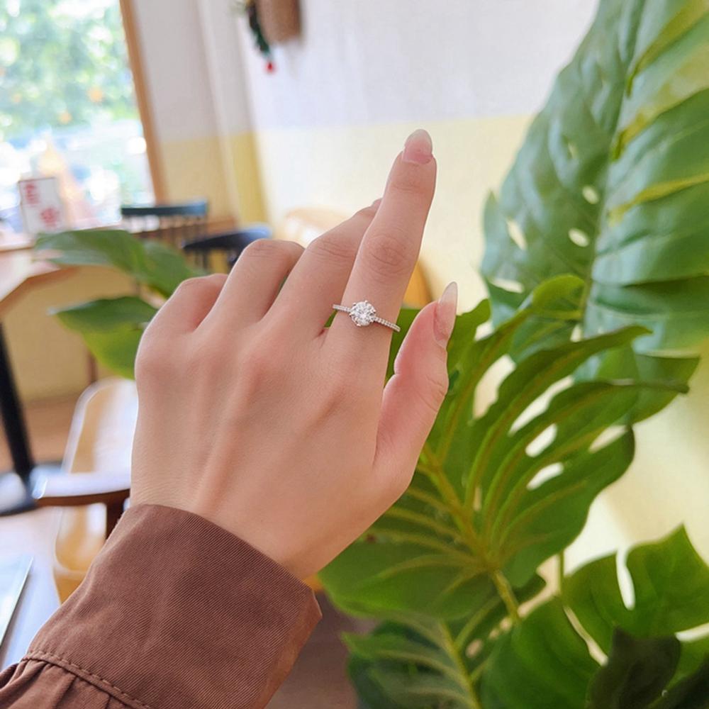 Vinregem Classico Anello in Argento Sterling 925 100% 3EX VVS1 Colore D Taglio Rotondo 6,5 MM 1CT Diamanti Moissanite Veri Matrimonio Fidanzamento Gioielleria Fine Regali