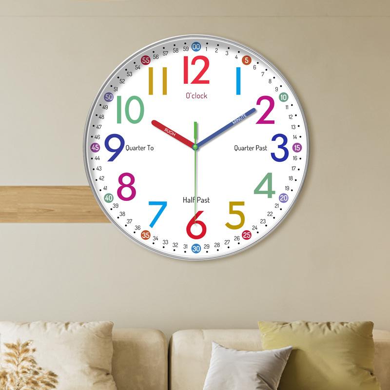 14-inch 35cm fun early teaching number silent wall clock home living room children's room decoration clock