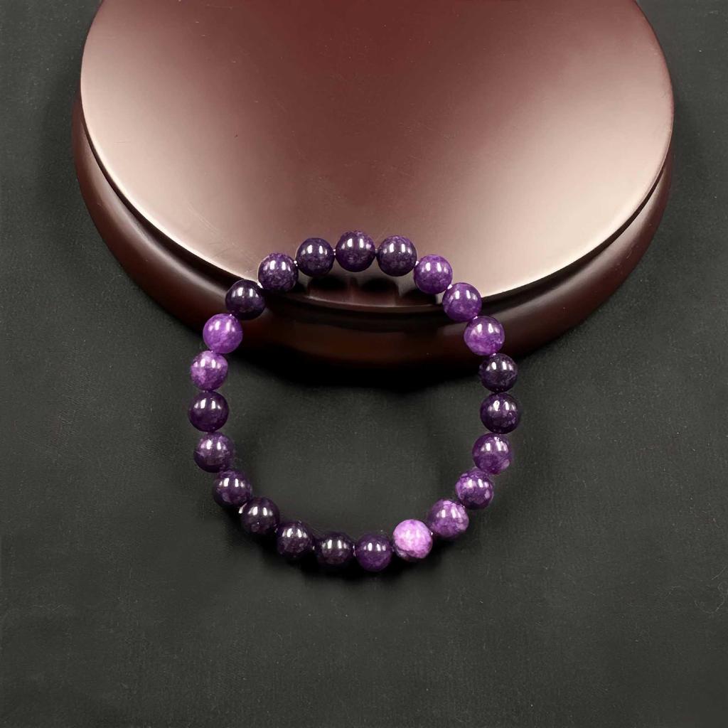 Purple Dragon Stone Adjustable Beaded Bracelet with Elastic Cord