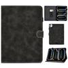 For iPad Pro 11 (2024) Cowhide Texture PU Leather Stand Tablet Case Card Holder Cover with Pen Holder Loop
