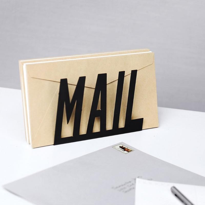 Desktop Iron Mail Organizer Metal Desk Letter Holder Documents and Notepads Storage Rack for Home Office School