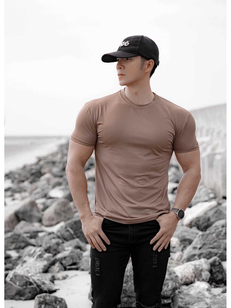 Men's Quick-Dry Short Sleeve Slim Fit Tee for Spring & Summer Sports Fitness