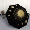 Golden Sunflower with Moon Phases Circular Wall Art DecorUmbrella, Portable 3-Fold Umbrella for Men & Women,Christmas Gift ES89