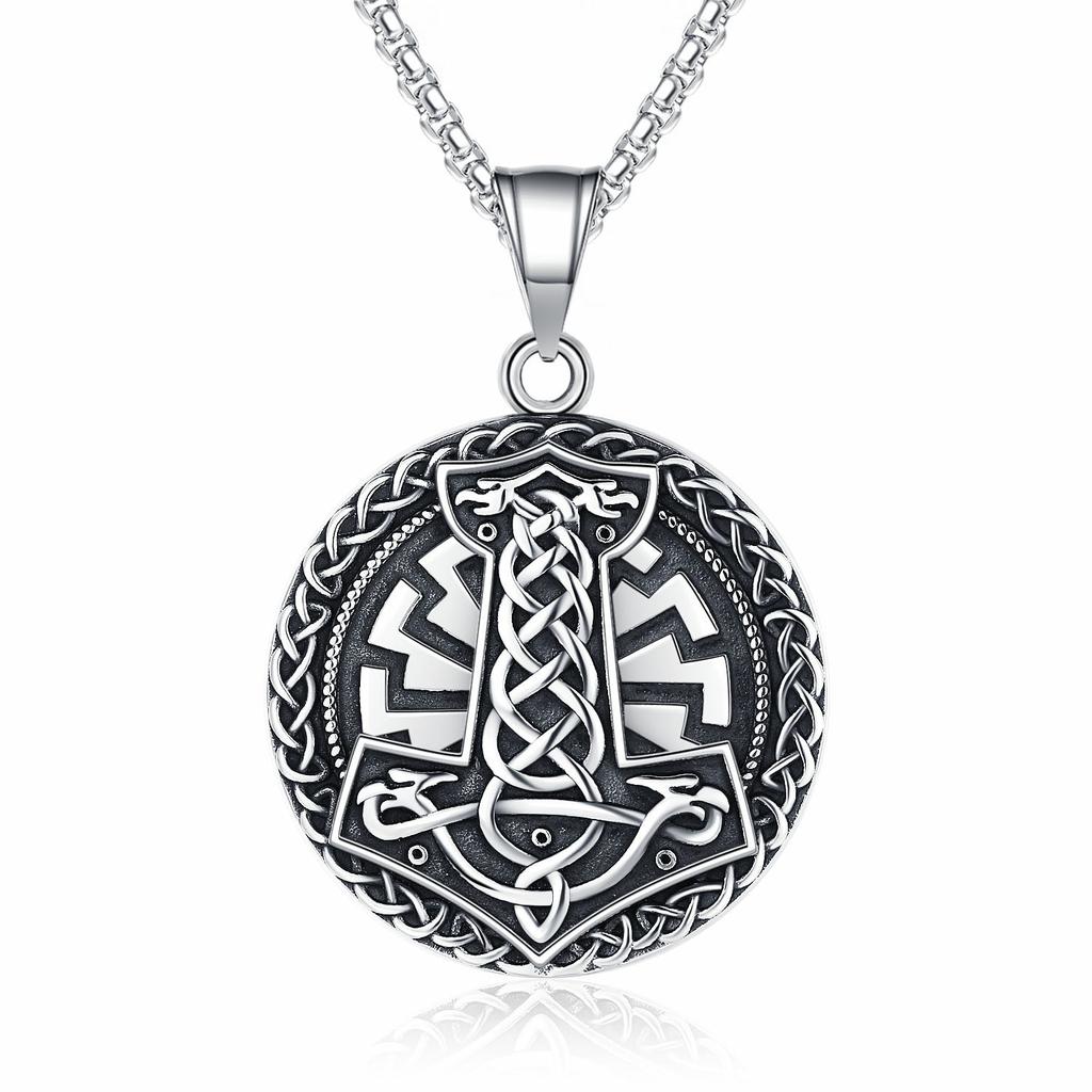 Nordic Mythology Mjolnir Men Titanium Steel Necklace Ins Premium Pendant