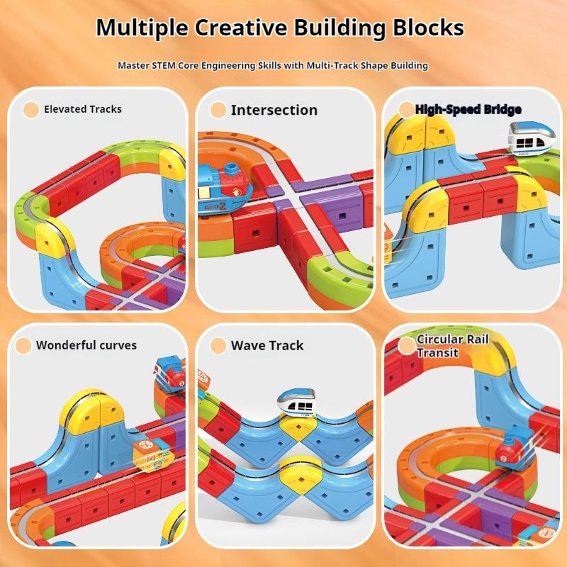 Magical 3d Rail Car Children'S Versatile Magnetic Building Blocks Diy Assembly Electric Rail Car High Speed Rail STEM Toys Gifts