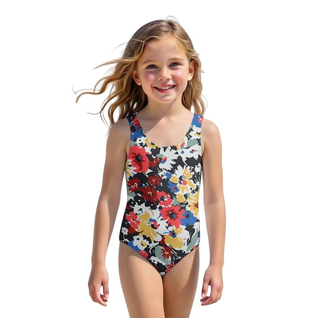 Girls Floral Print One Piece Swimsuit Kids Summer Casual Beachwear Swimwear for Children Lightweight Comfortable Fit